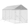 Outdoor Dog Kennel with Roof Silver 6.6'x19.7'x8.2' Galvanized Steel